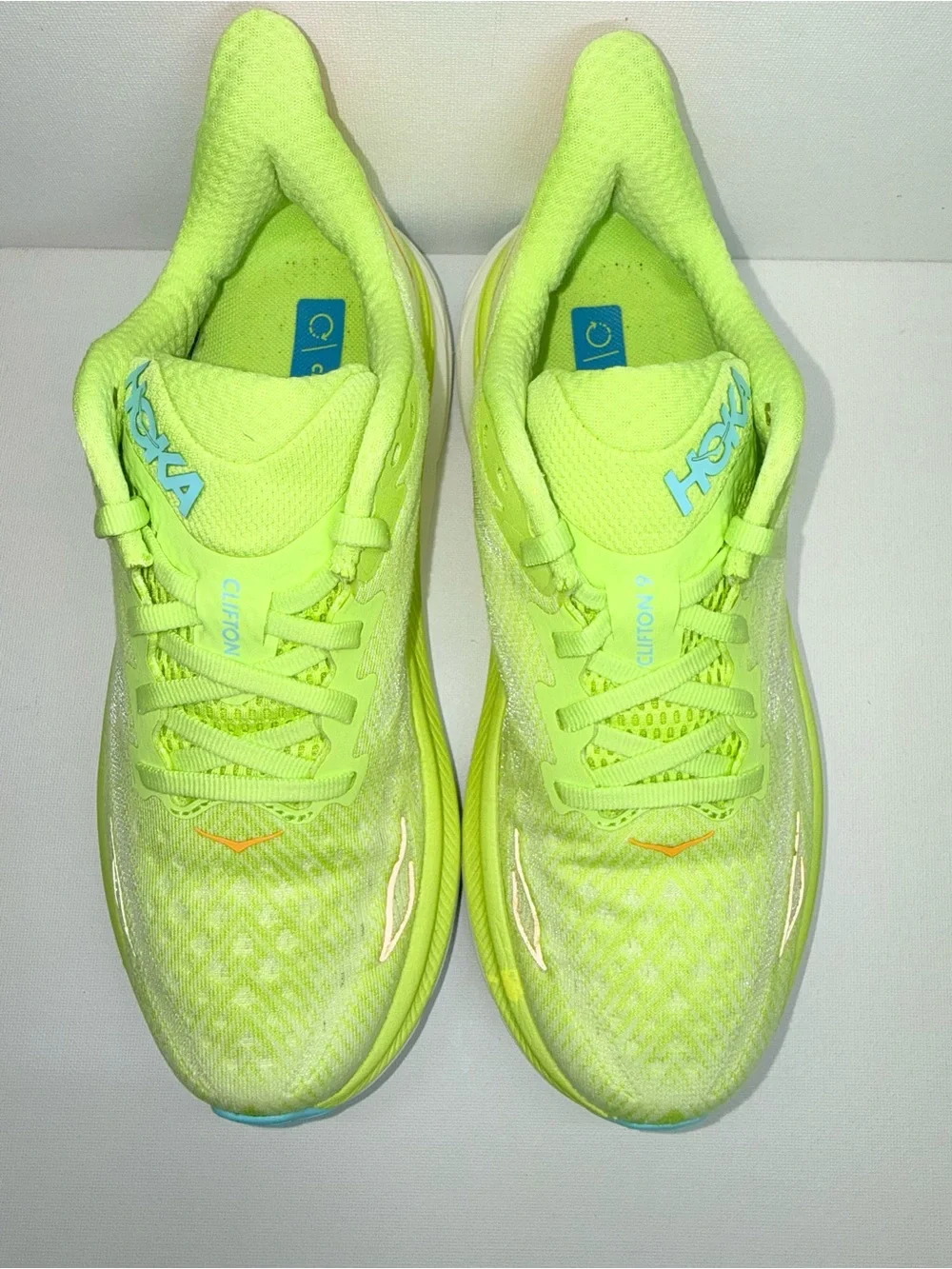 Hoka One One Women's Running Shoes - Neon Lime with Blue & Orange Accents